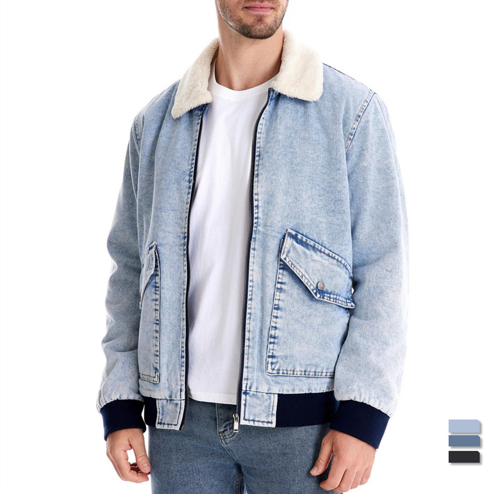 DenimSherpa | Heren denim jas met fleece voering en kraag