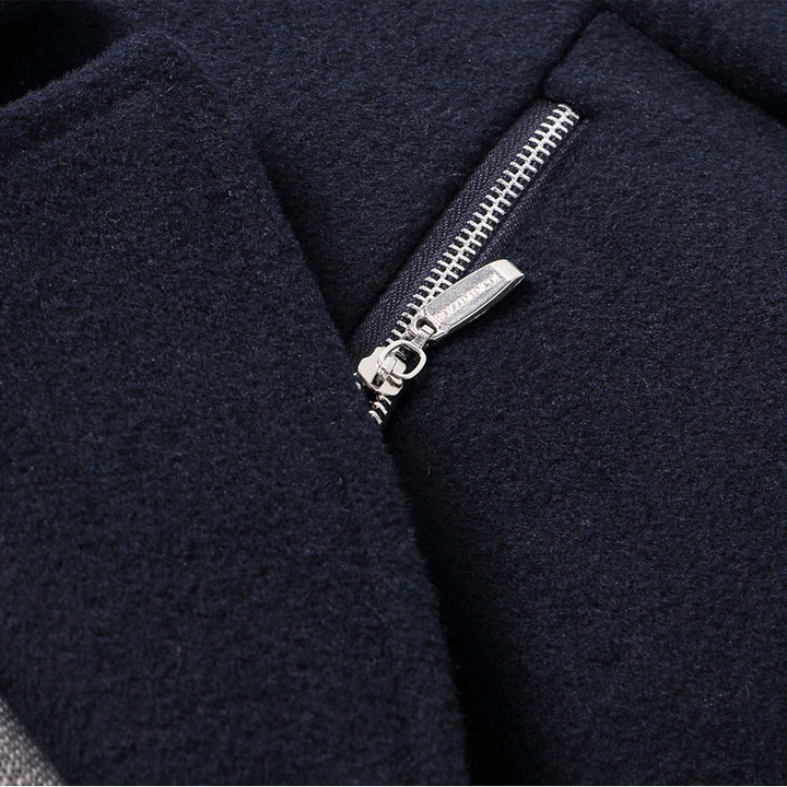 Trenchcoat | Heren lange winterjas met fleece voering en geruite reverskraag