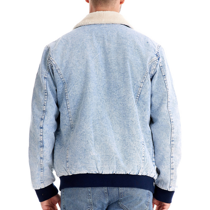 DenimSherpa | Heren denim jas met fleece voering en kraag