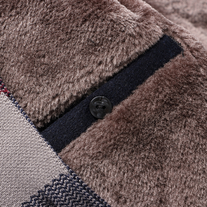 Trenchcoat | Heren lange winterjas met fleece voering en geruite reverskraag