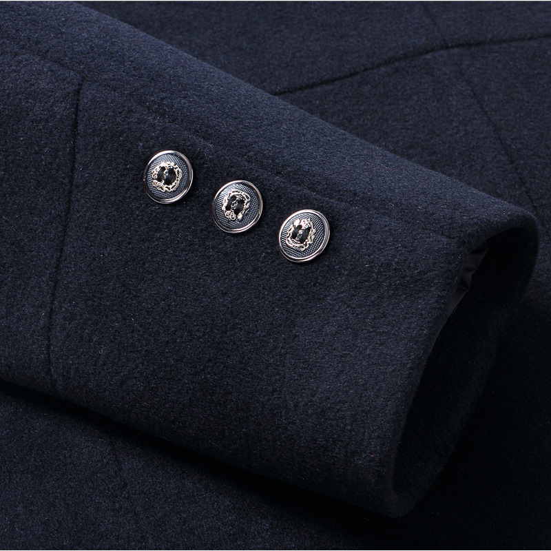 Trenchcoat | Heren lange winterjas met fleece voering en geruite reverskraag