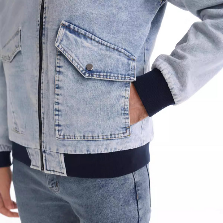 DenimSherpa | Heren denim jas met fleece voering en kraag