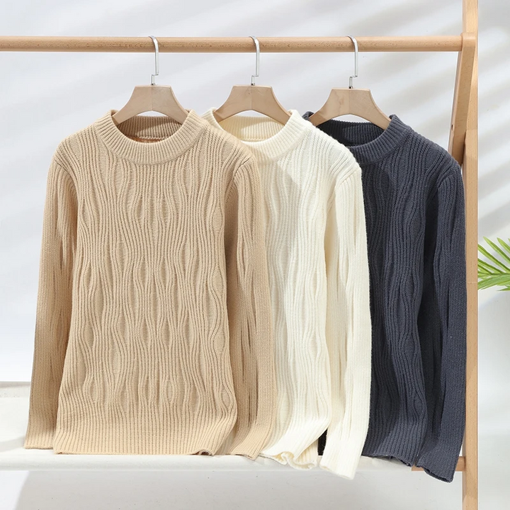 WaveKnit | Heren chunky trui met golvend ribpatroon