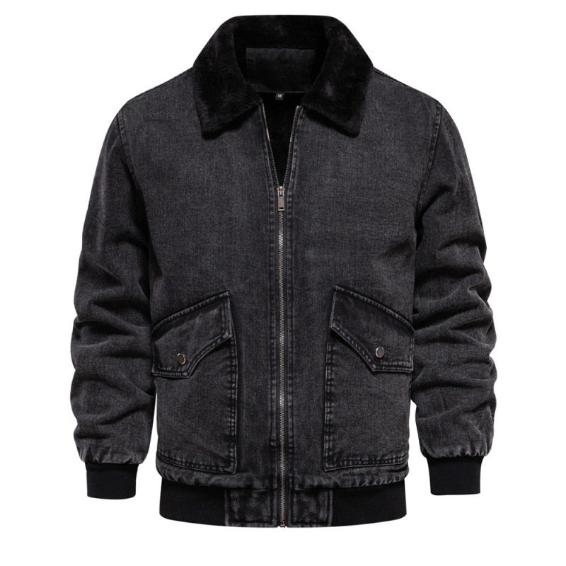 DenimSherpa | Heren denim jas met fleece voering en kraag