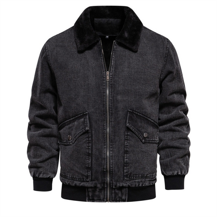 DenimSherpa | Heren denim jas met fleece voering en kraag