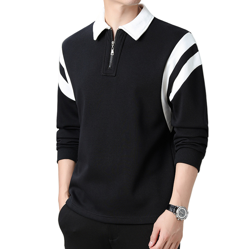 StripeZip | Heren sweater met halve rits en strepen