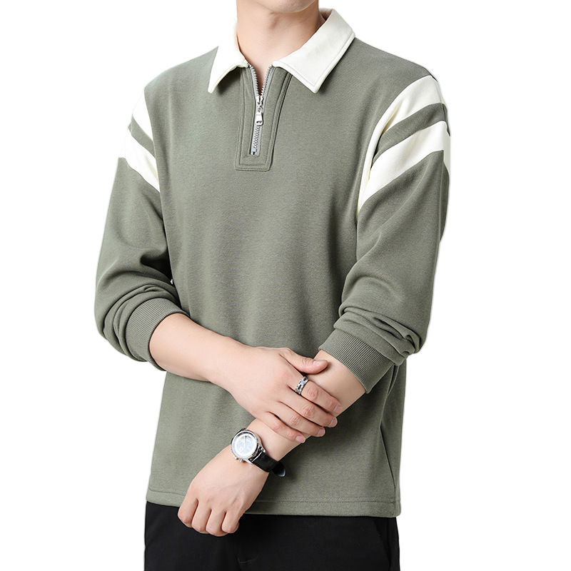 StripeZip | Heren sweater met halve rits en strepen