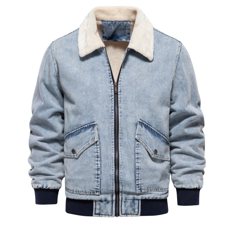DenimSherpa | Heren denim jas met fleece voering en kraag