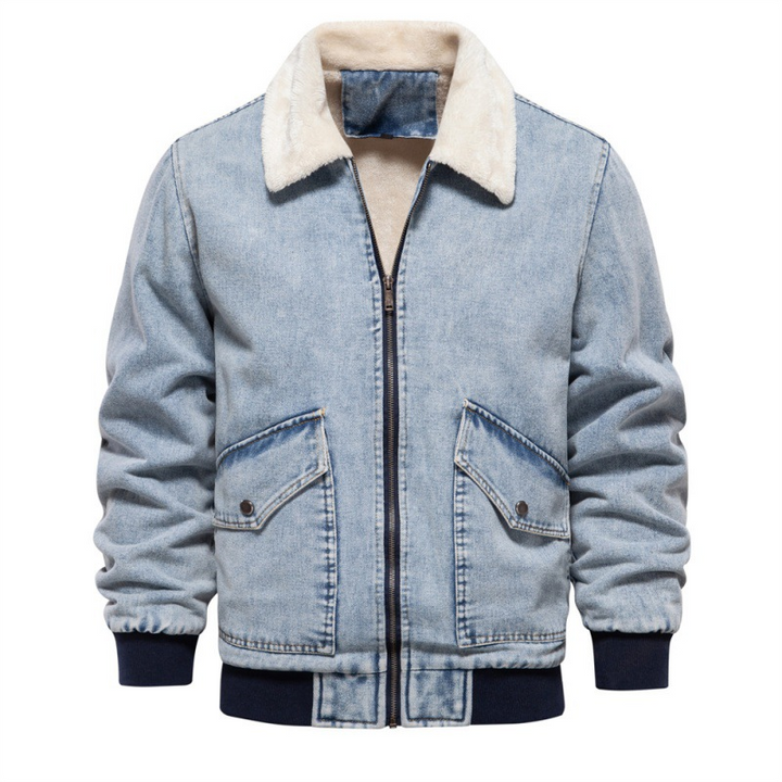 DenimSherpa | Heren denim jas met fleece voering en kraag