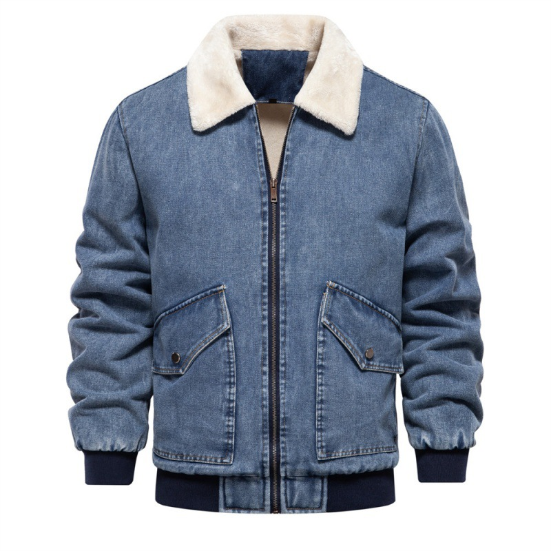 DenimSherpa | Heren denim jas met fleece voering en kraag