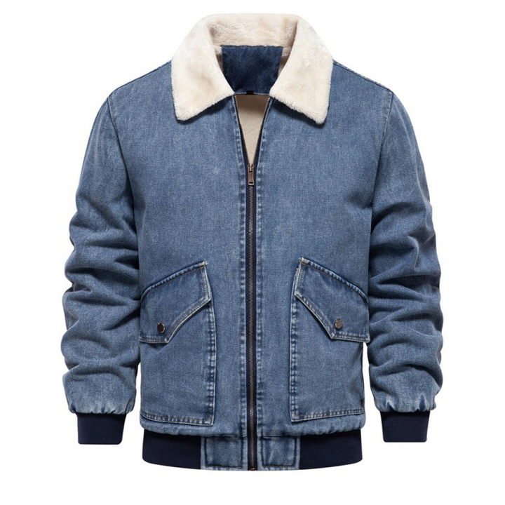 DenimSherpa | Heren denim jas met fleece voering en kraag