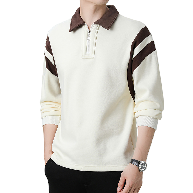 StripeZip | Heren sweater met halve rits en strepen