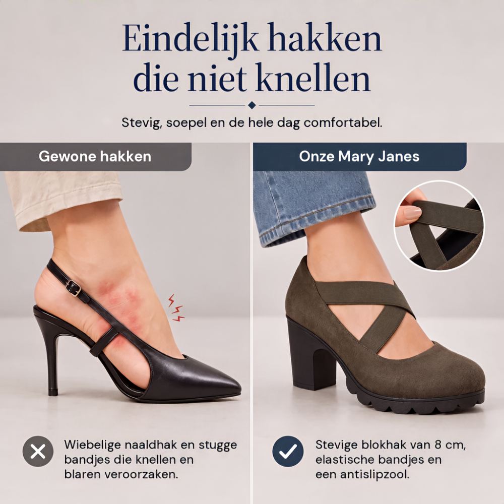 Mary Jane stijl schoenen met gekruiste bandjes, blokhak & profielzool