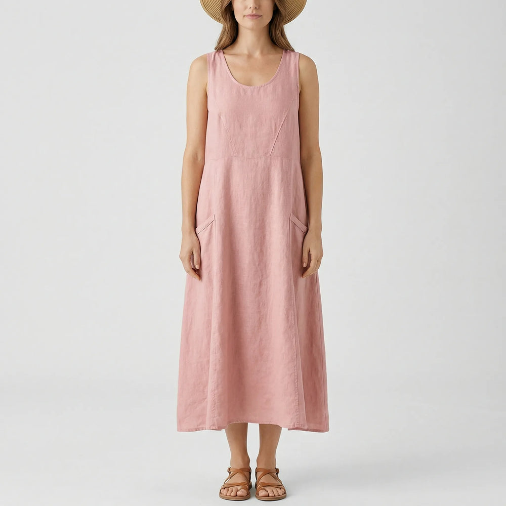 Maxi-jurk voor dames | Mouwloze zomerjurk met zakken