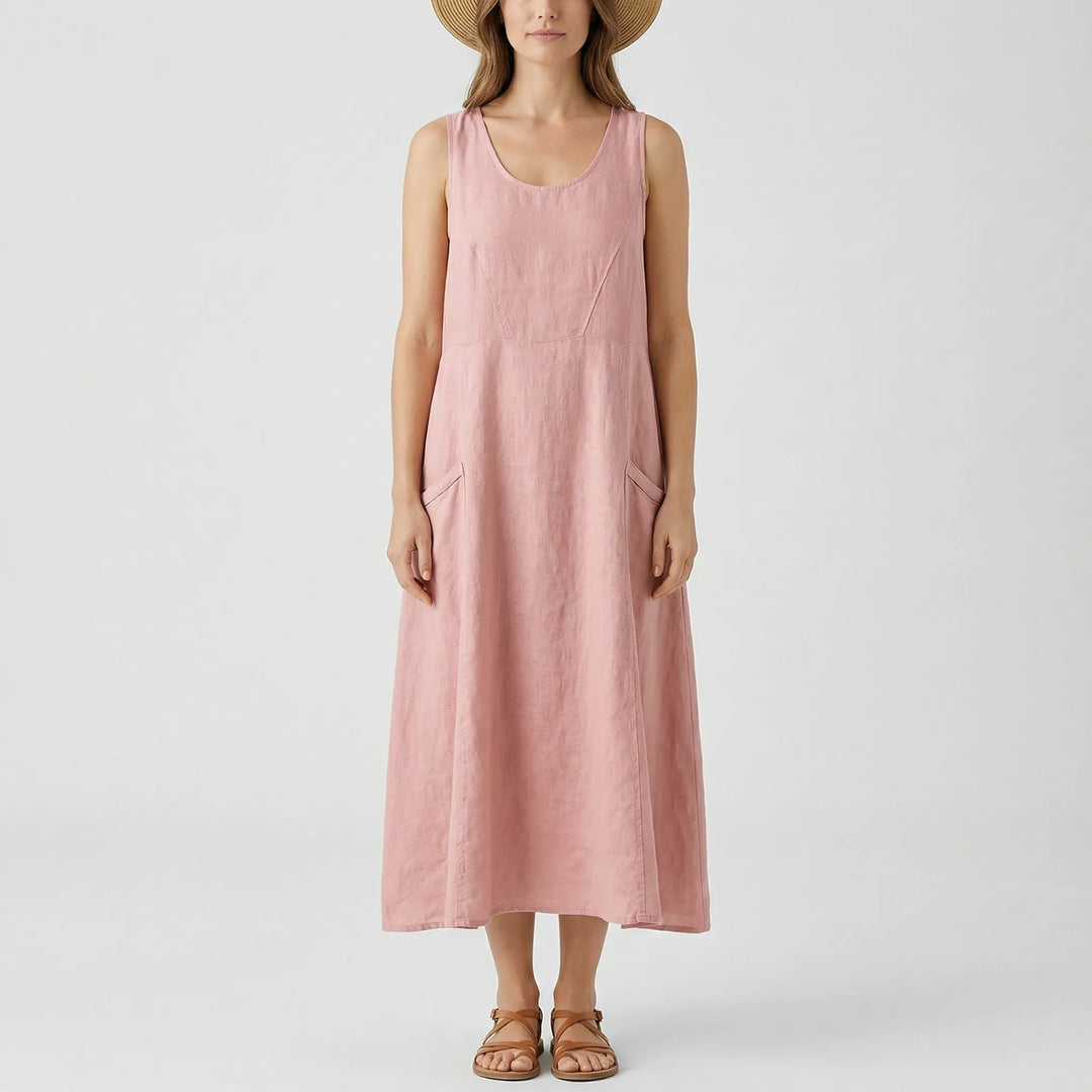 Maxi-jurk voor dames | Mouwloze zomerjurk met zakken