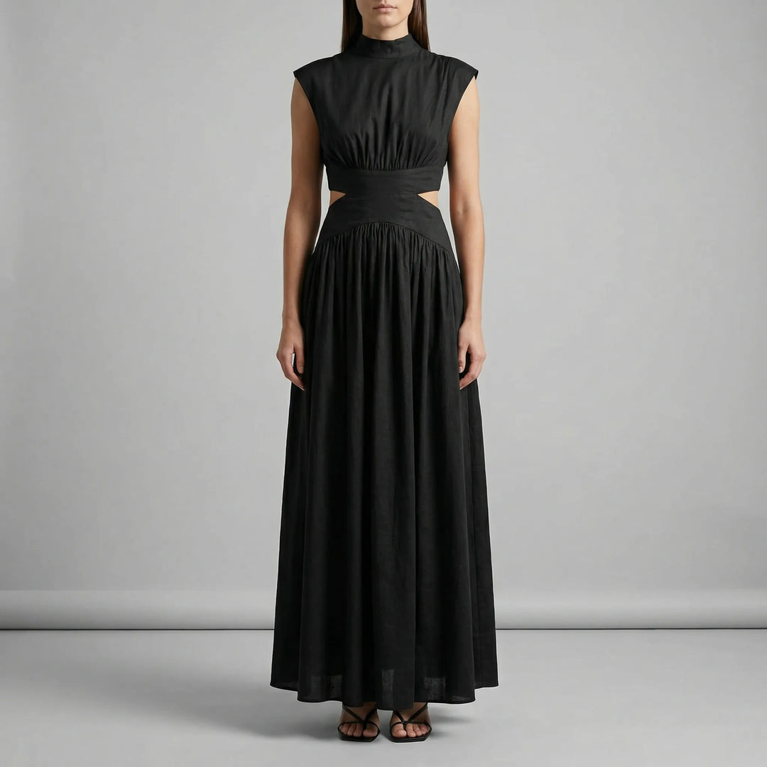 Maxi jurk dames | Elegante zomerjurk met cut-out en mouwloos design