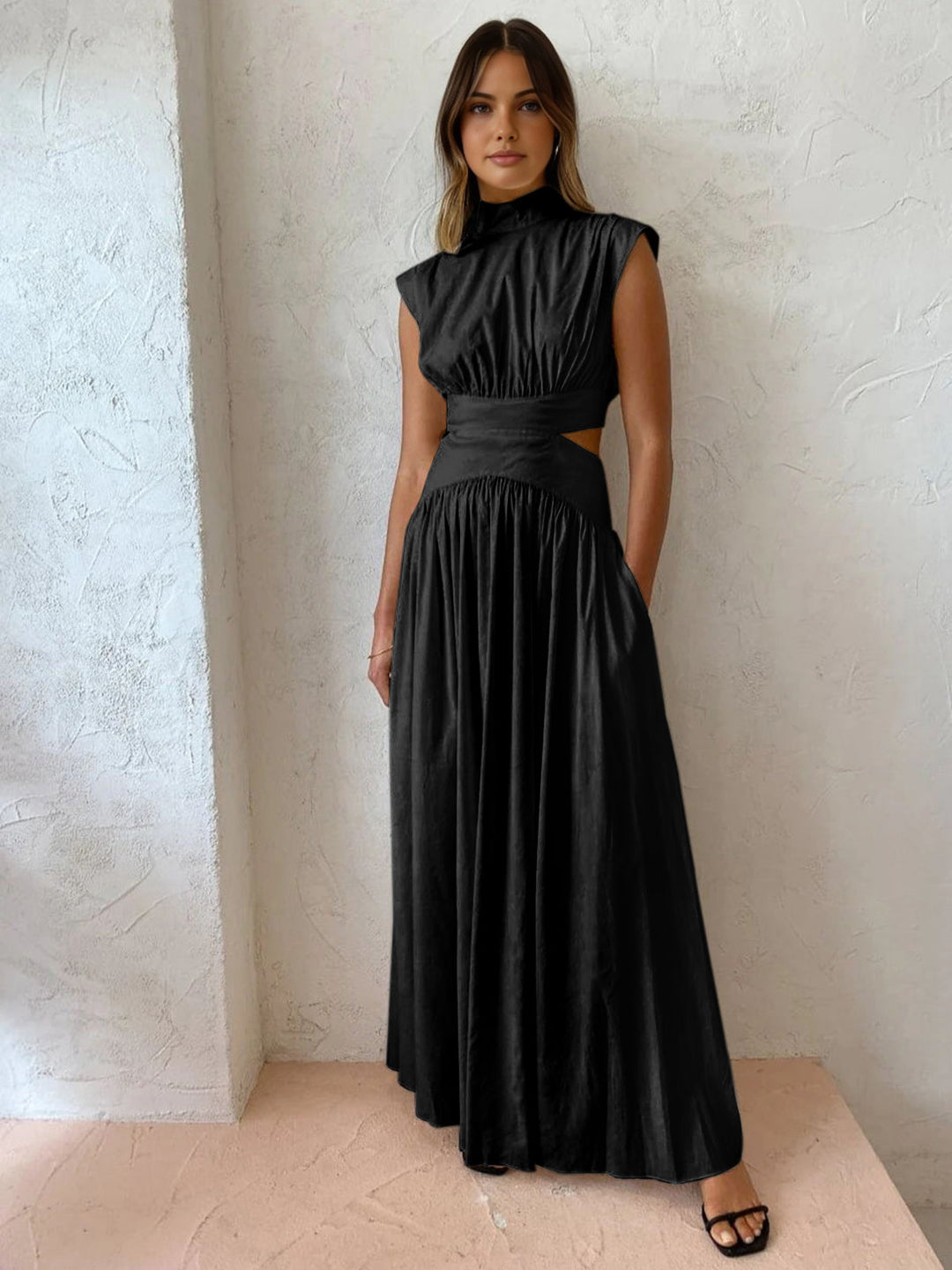 Maxi jurk dames | Elegante zomerjurk met cut-out en mouwloos design