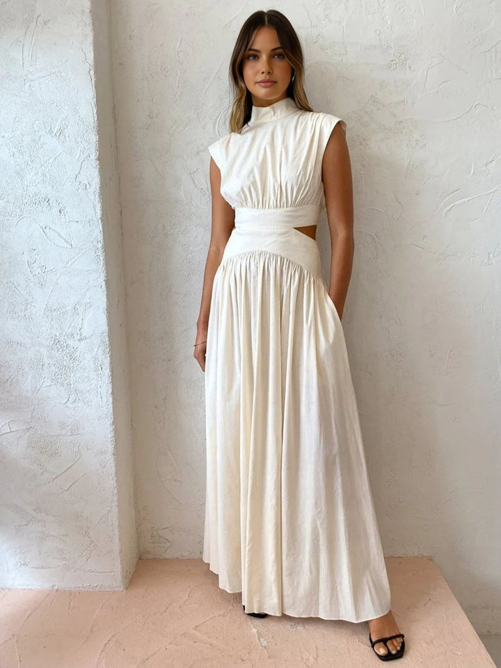 Maxi jurk dames | Elegante zomerjurk met cut-out en mouwloos design