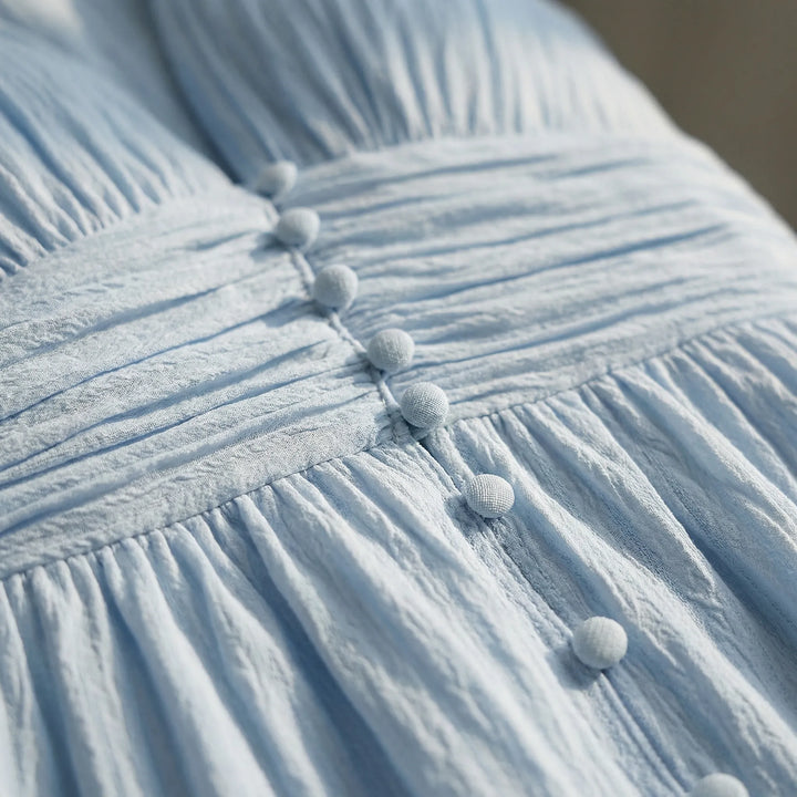 Maxi jurk dames | Elegante zomerjurk met knopen en v-hals