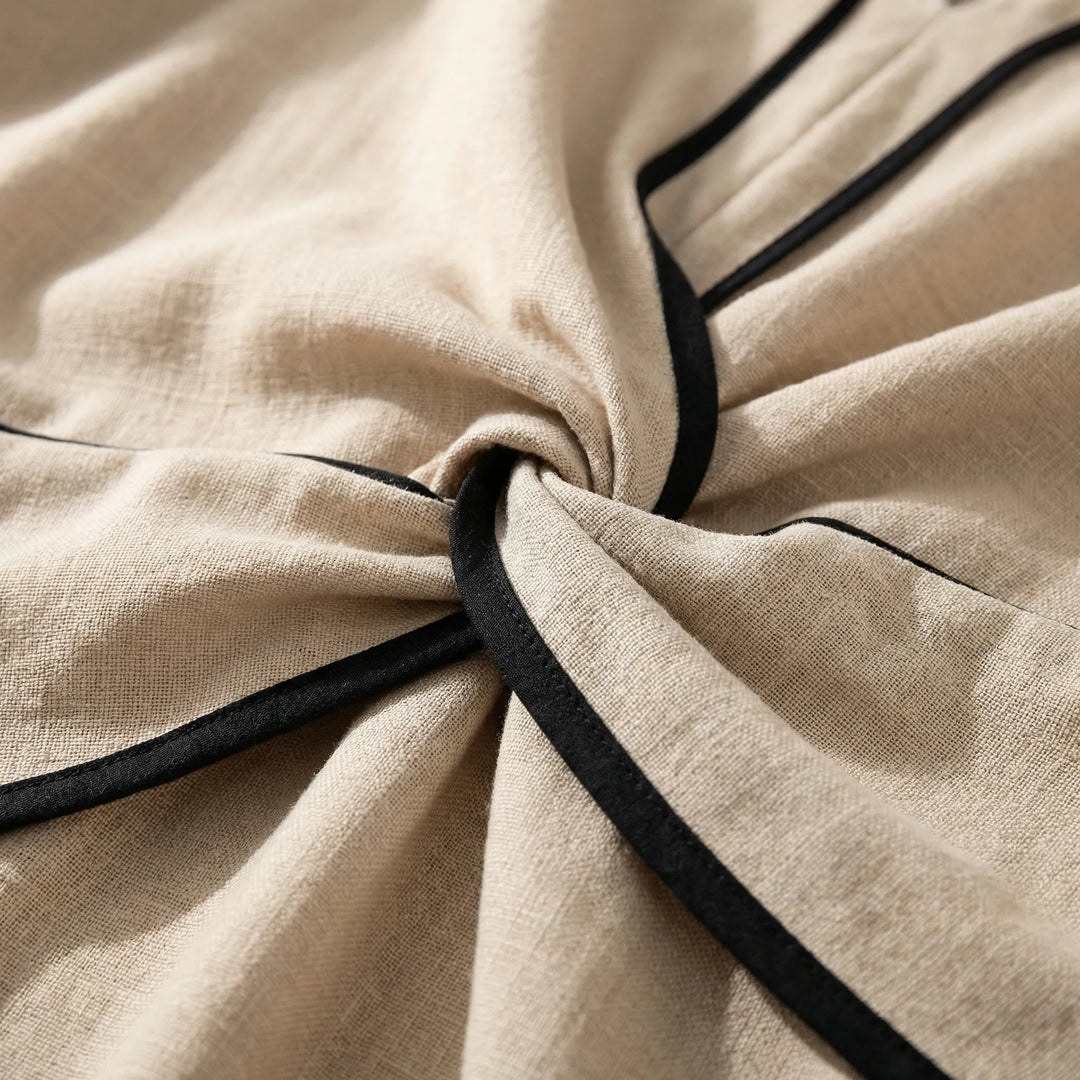 Maxi jurk dames | Elegante zomerjurk met v-hals en knoopdetail