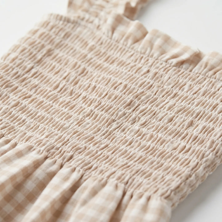 Maxi jurk dames | Geruite zomer jurk met ruches