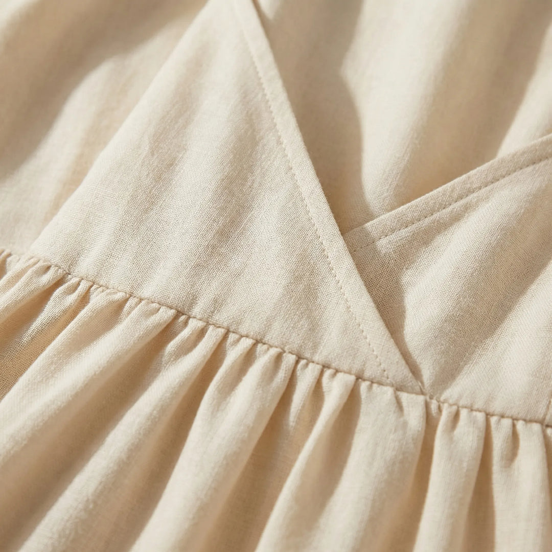 Maxi jurk dames | Luchtige zomerjurk met bandjes en v-hals