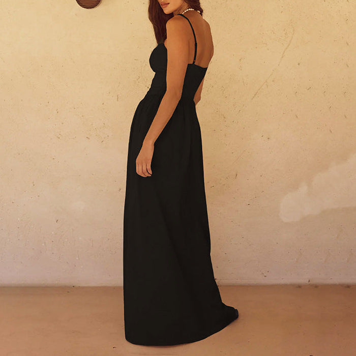 Maxi jurk dames | Luchtige zomerjurk met bandjes en v-hals