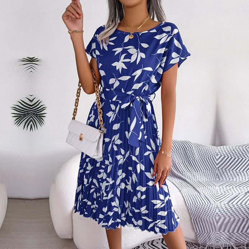 Maxi jurk dames | Luchtige zomerjurk met bloemenprint en ceintuur