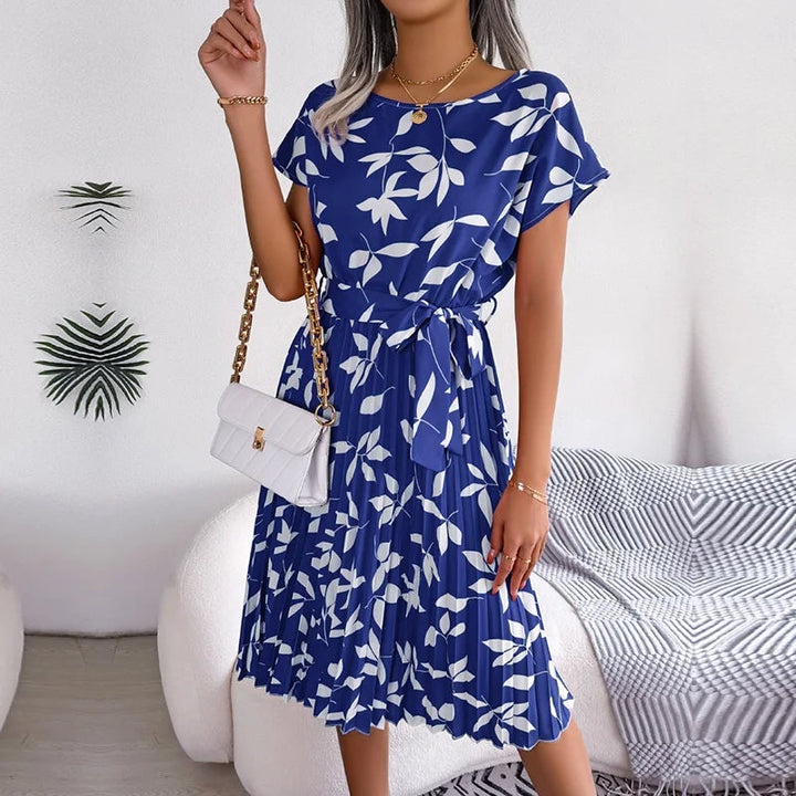 Maxi jurk dames | Luchtige zomerjurk met bloemenprint en ceintuur