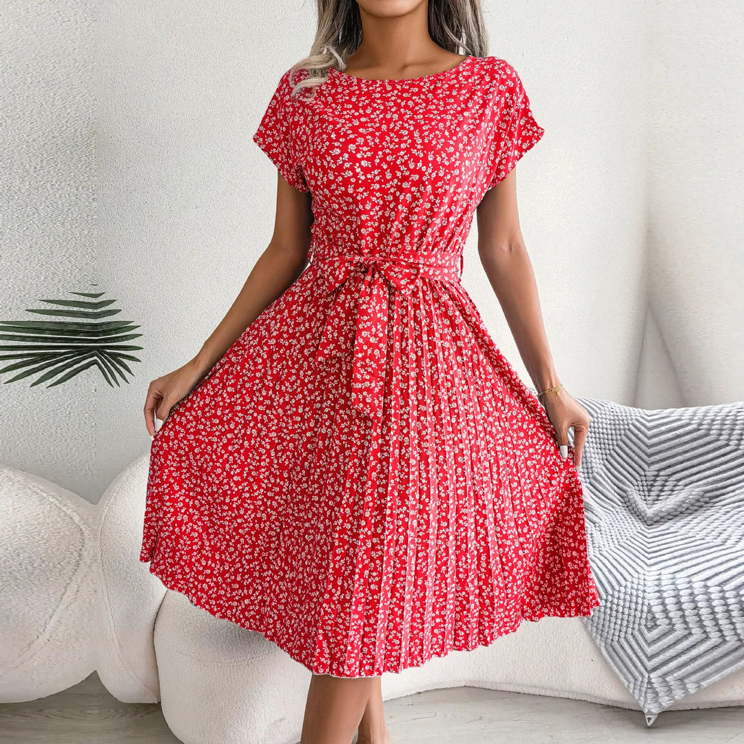 Maxi jurk dames | Luchtige zomerjurk met bloemenprint en ceintuur