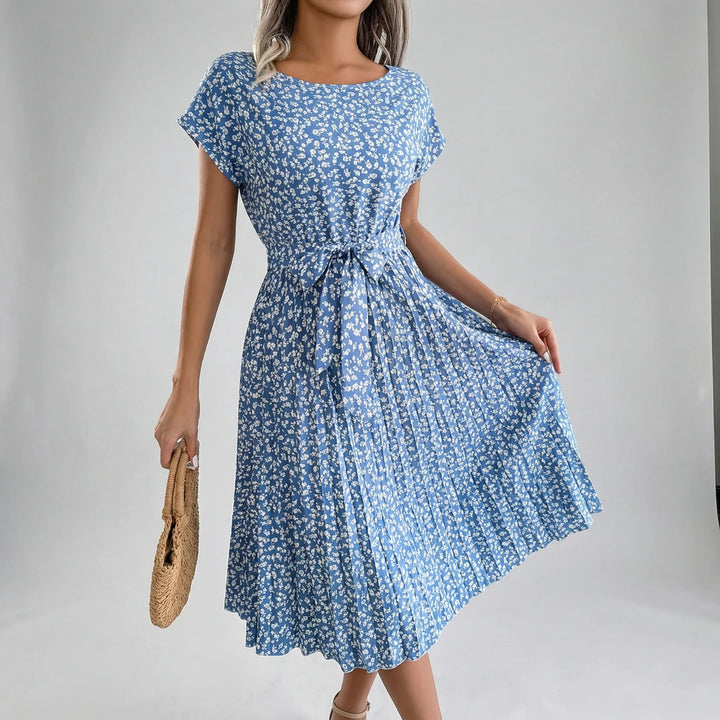 Maxi jurk dames | Luchtige zomerjurk met bloemenprint en ceintuur