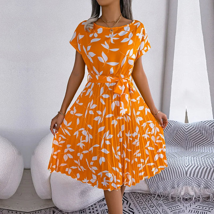 Maxi jurk dames | Luchtige zomerjurk met bloemenprint en ceintuur