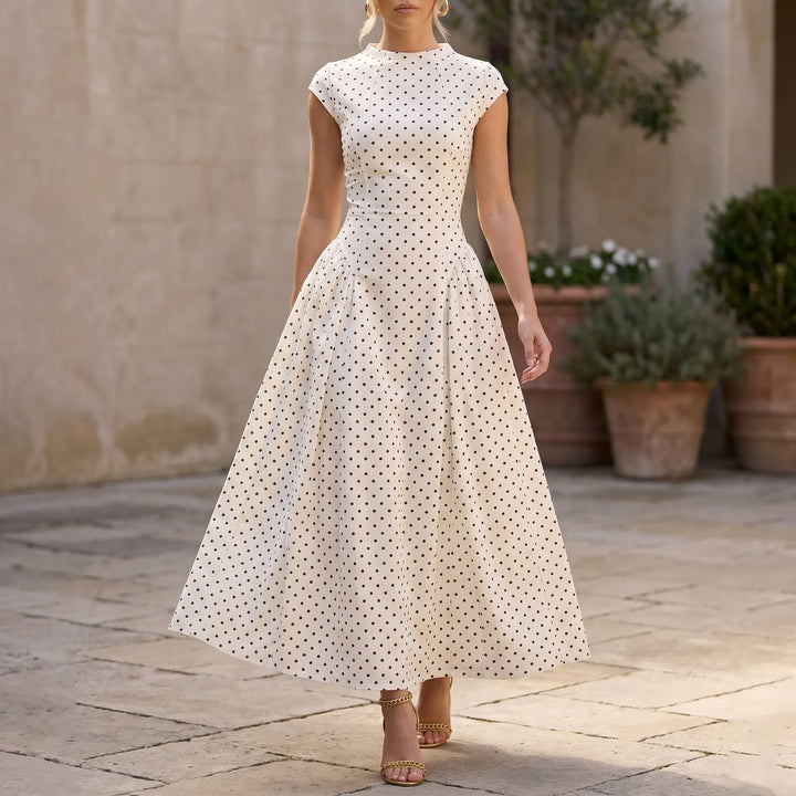 Maxi jurk dames | Stippen jurk met hoge hals