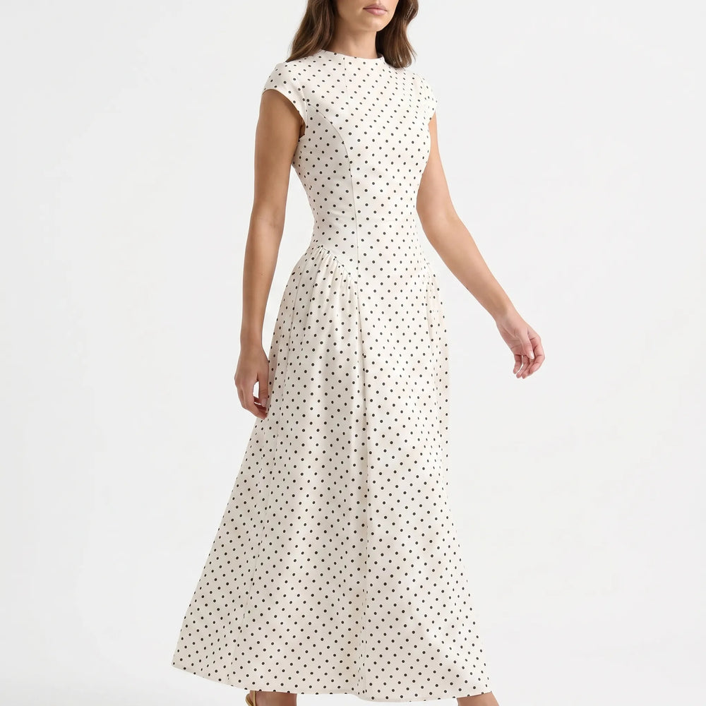 Maxi jurk dames | Stippen jurk met hoge hals