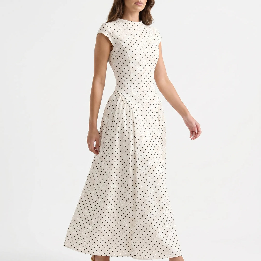 Maxi jurk dames | Stippen jurk met hoge hals