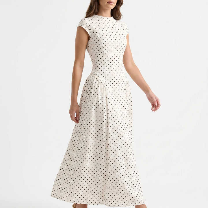 Maxi jurk dames | Stippen jurk met hoge hals