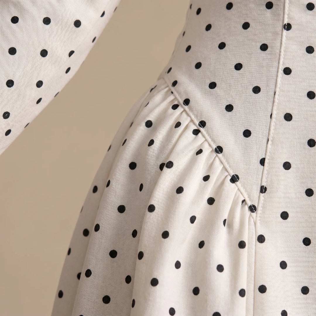 Maxi jurk dames | Stippen jurk met hoge hals