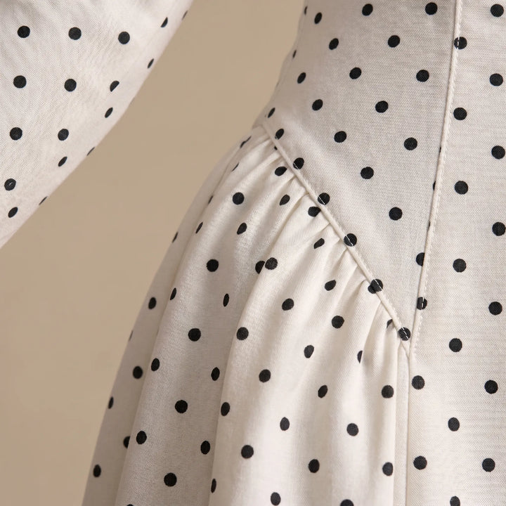 Maxi jurk dames | Stippen jurk met hoge hals