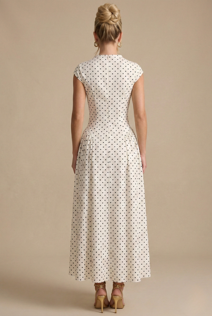 Maxi jurk dames | Stippen jurk met hoge hals