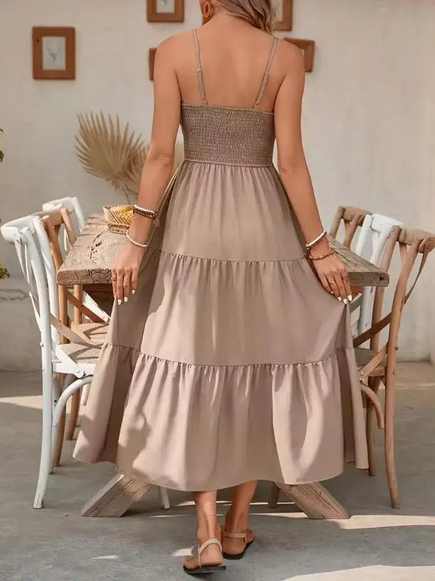 Maxi jurk dames | Zomerjurk met smock taille