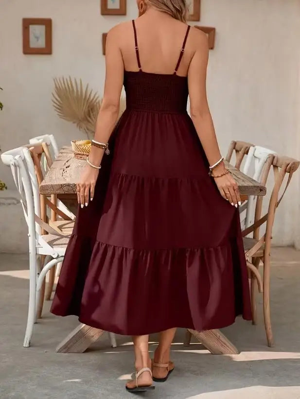 Maxi jurk dames | Zomerjurk met smock taille