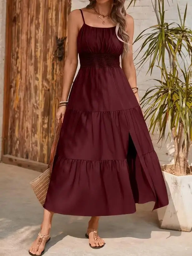 Maxi jurk dames | Zomerjurk met smock taille