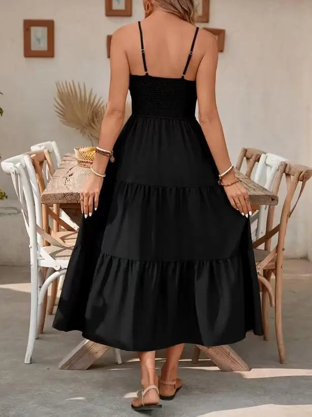 Maxi jurk dames | Zomerjurk met smock taille