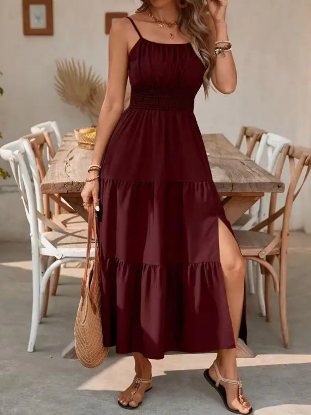 Maxi jurk dames | Zomerjurk met smock taille