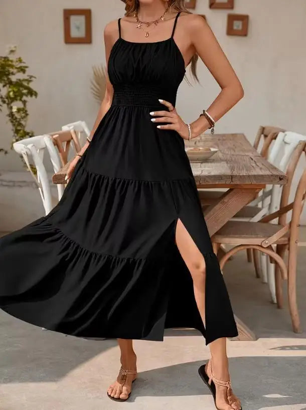 Maxi jurk dames | Zomerjurk met smock taille