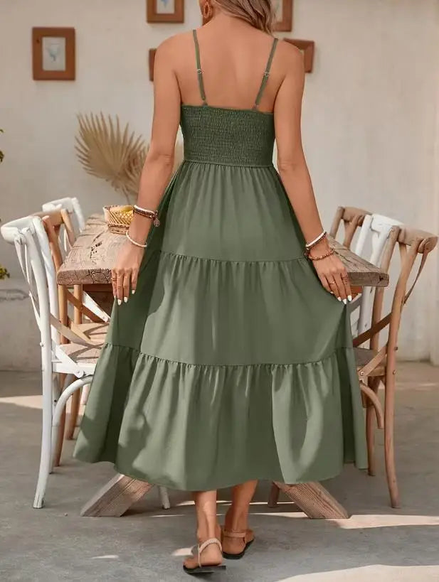Maxi jurk dames | Zomerjurk met smock taille