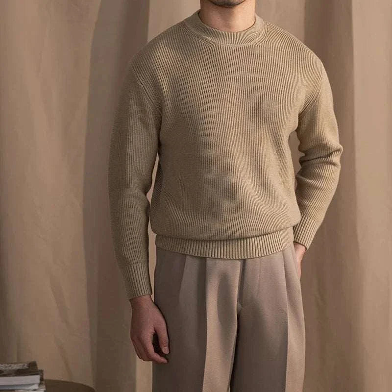 Rib Knit Sweater | Heren wollen trui met ronde hals