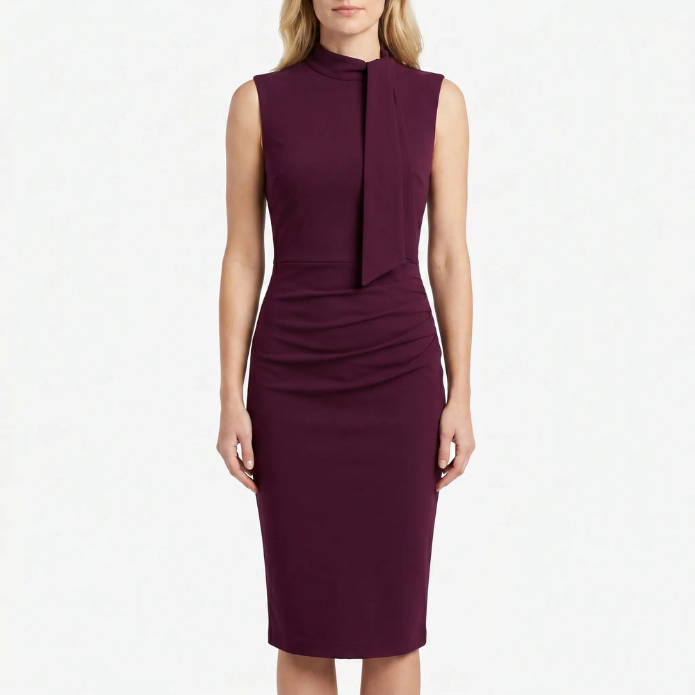 Midi jurk dames | Mouwloze jurk met v hals