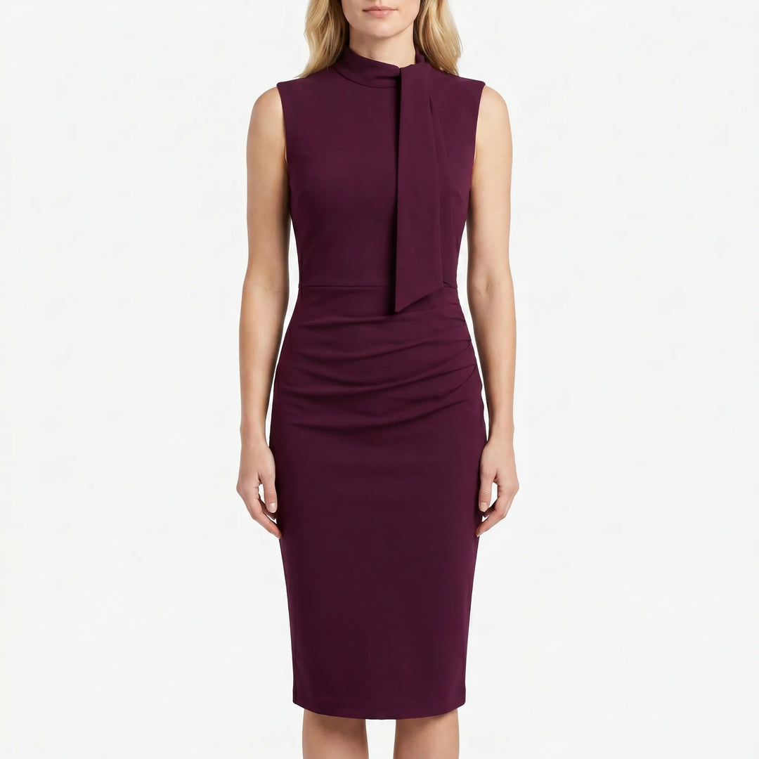 Midi jurk dames | Mouwloze jurk met v hals
