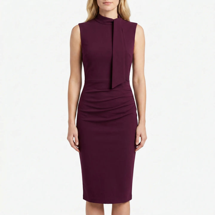 Midi jurk dames | Mouwloze jurk met v hals
